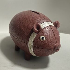 Brown Football Piggy Bank with White Accents
